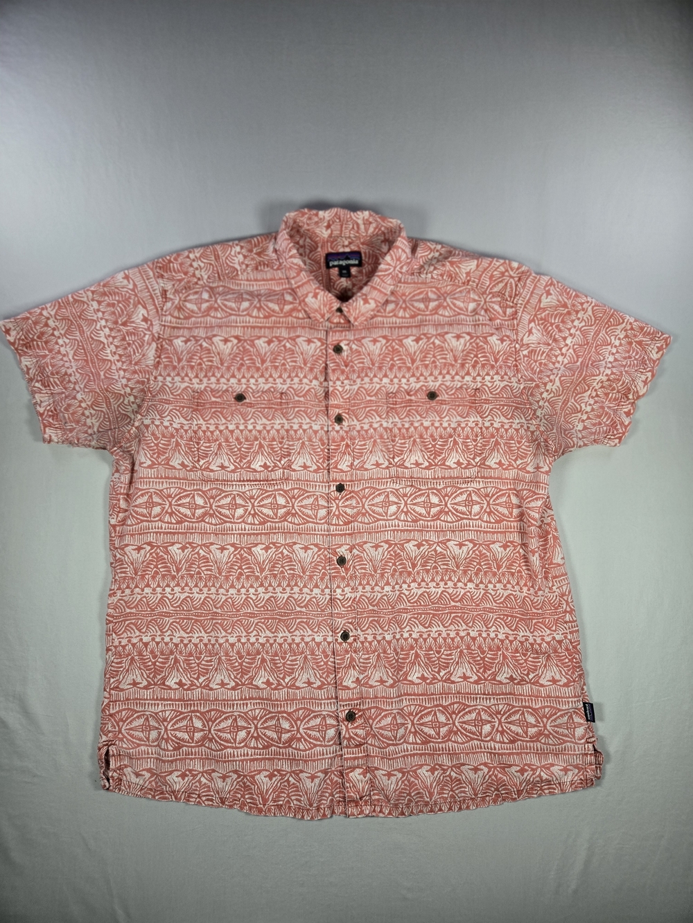Patagonia Back Step Shirt Tradewinds Red XL Hemp Cotton As-Is